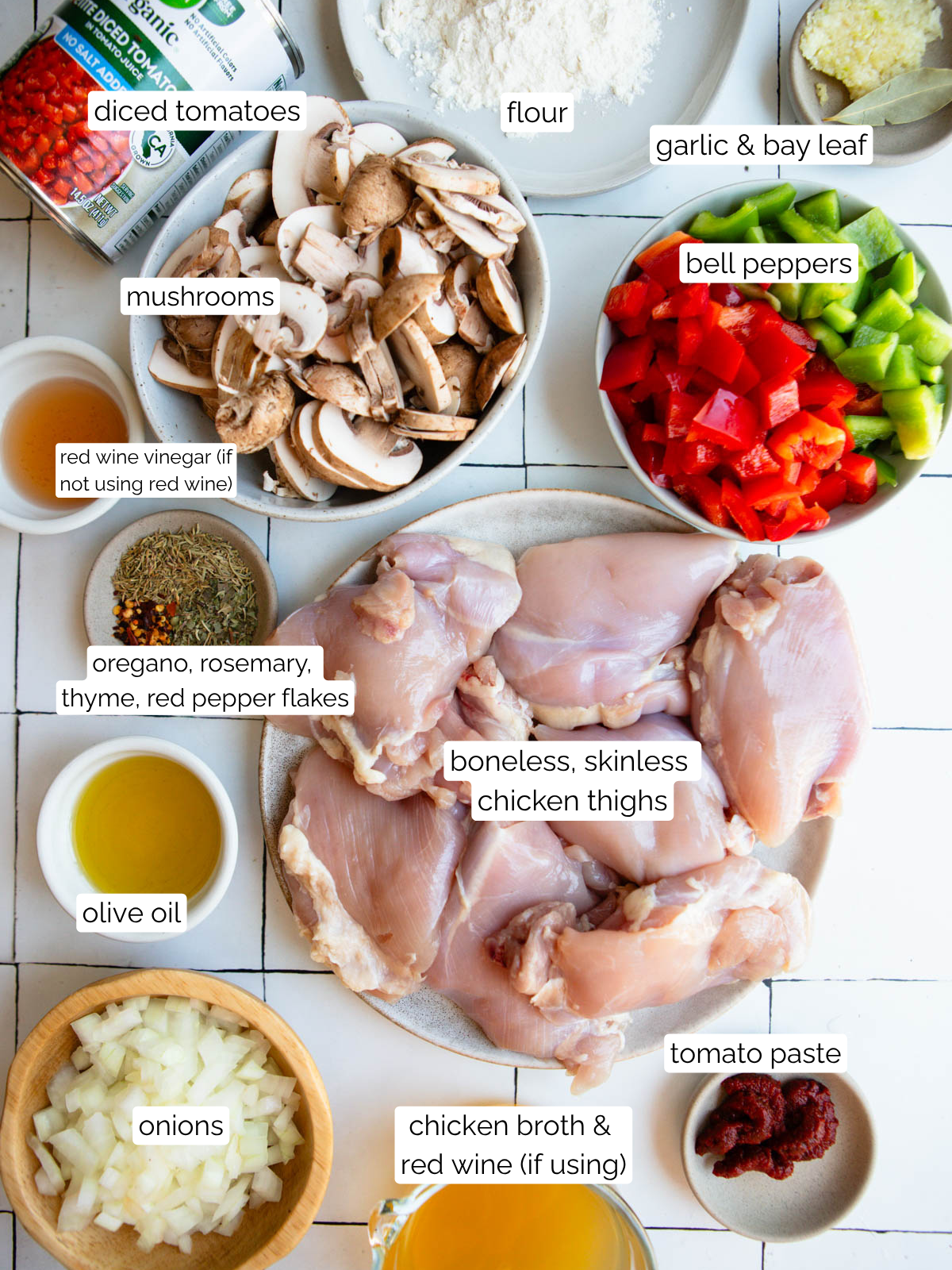 ingredients to make chicken cacciatore 