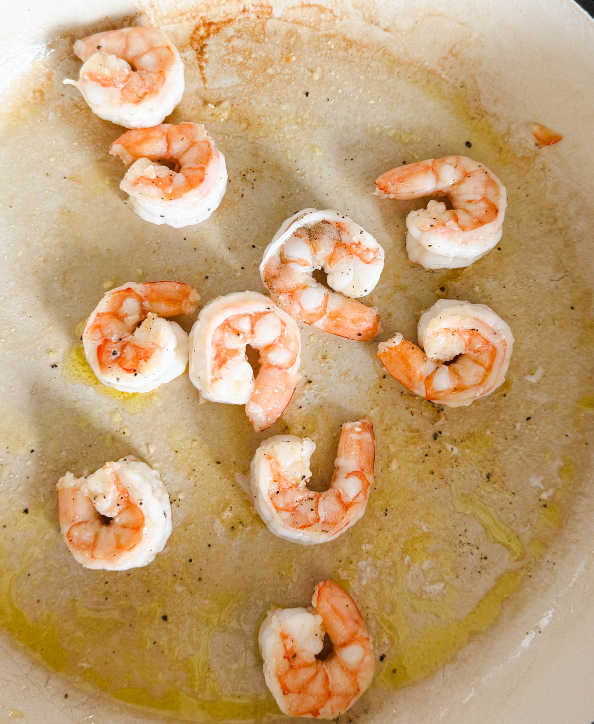 shrimp cooked in a pan