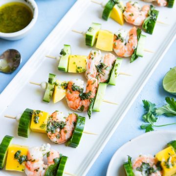 cold mango and shrimp kebabs appetizer