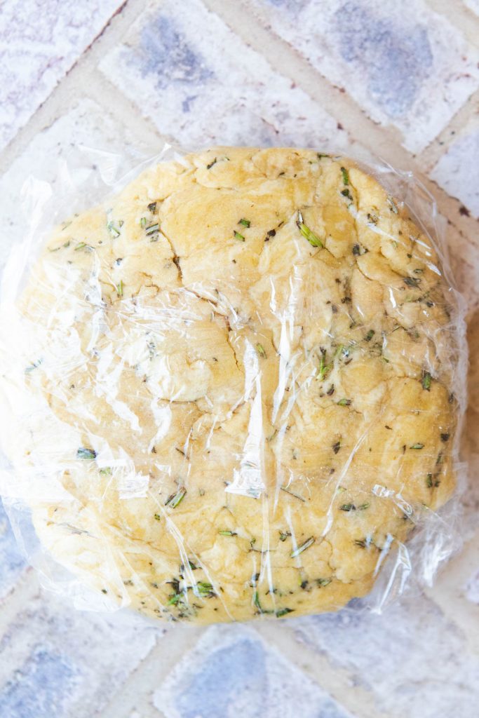 galette pastry dough wrapped in plastic wrap