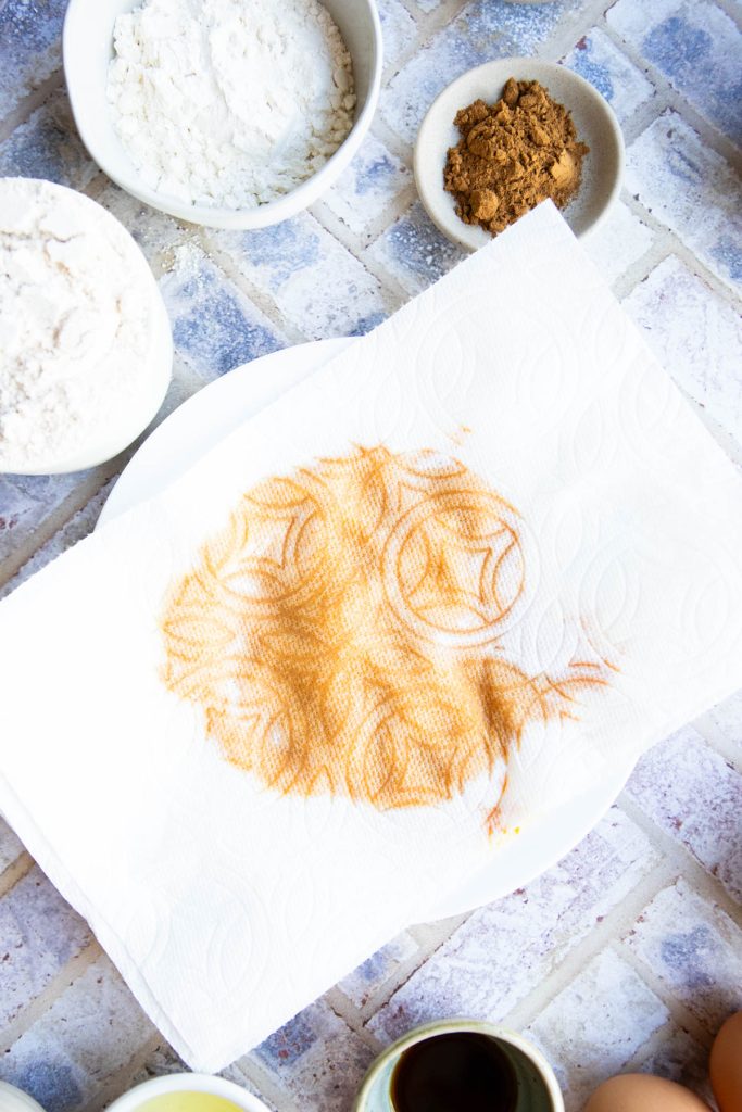 pumpkin puree blotted on a paper towel to remove moisture