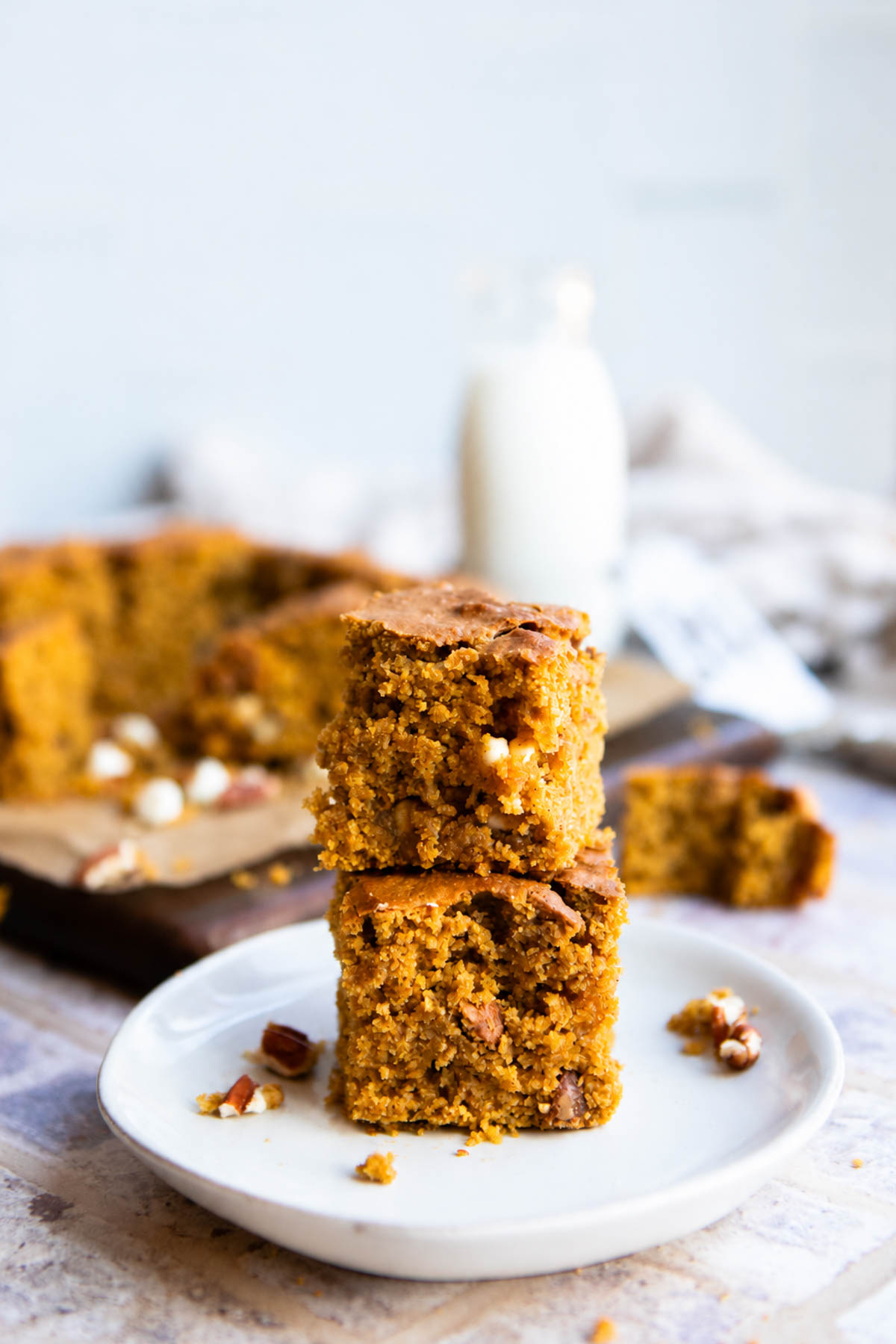 2 pumpkin bars stacked on top of each other